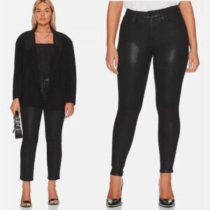 NWT GOOD AMERICAN Good Legs Skinny Coated Jeans 14 High Waisted Black Wax Denim